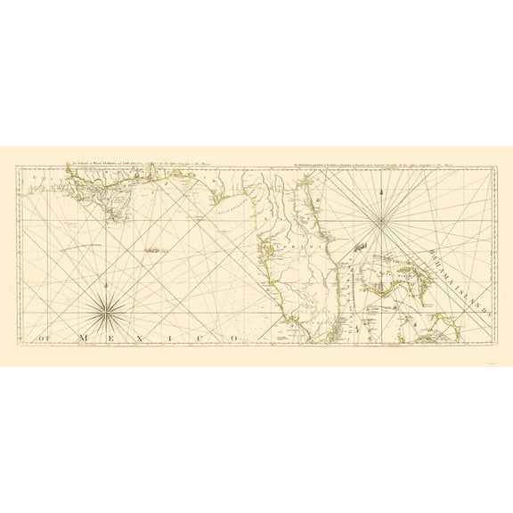 Historic Nautical Map - Florida West Coast Channel of Bahama - Jeffreys 1776 - Vintage Wall Art