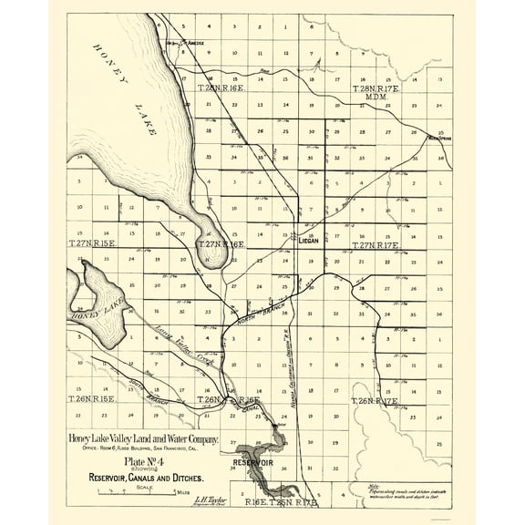Historic Nautical Map - Honey Lake - Taylor 1891 - Vintage Wall Art