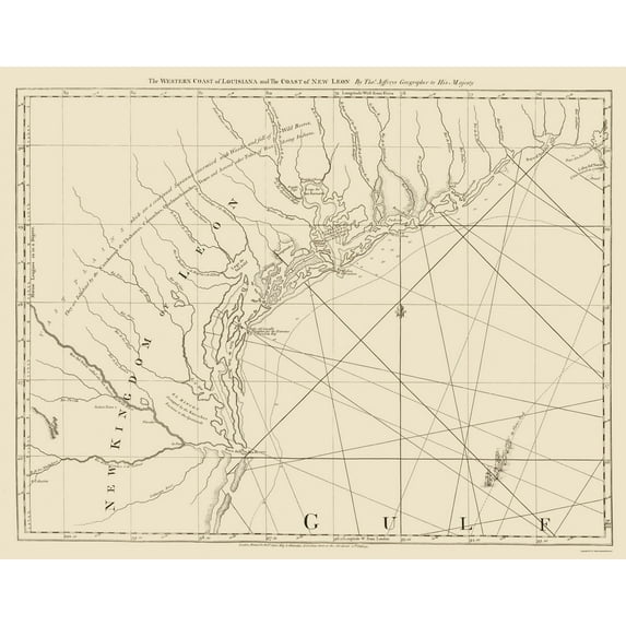 Historic Nautical Map - Louisiana New Leon West Coast - Jefferys 1775 - Vintage Wall Art