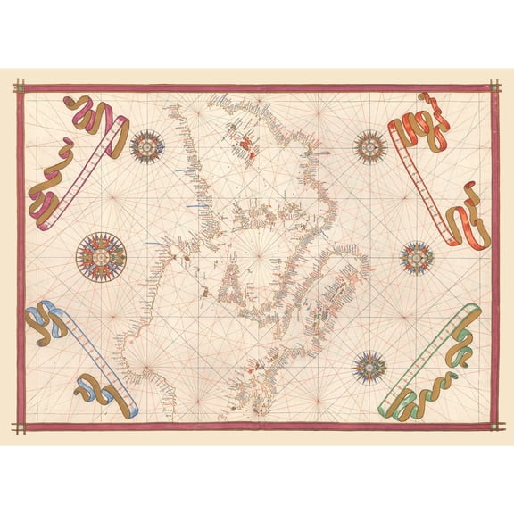 Historic Nautical Map - Mediterranean Ports - Martines 1587 - 31.32 x 23 - Vintage Wall Art