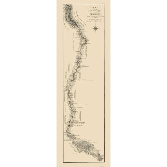 Historic Nautical Map - Mississippi River Missouri River Mouth - Collot 1796 - 23 x 70 - Vintage Wall Art