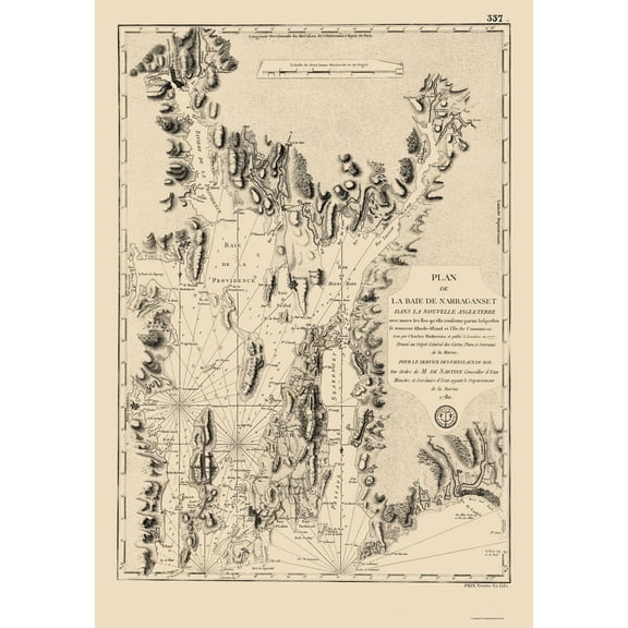 Historic Nautical Map - Narragansett Bay - Blaskowitz 1780 - 23 x 32.91 - Vintage Wall Art