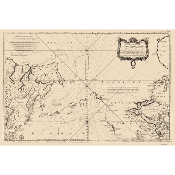 Historic Nautical Map - North Pacific Ocean - Bellin 1766 - Vintage Wall Art