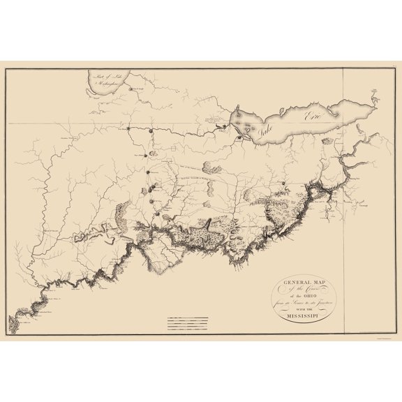 Historic Nautical Map - Ohio River - Collot 1796 - Vintage Wall Art
