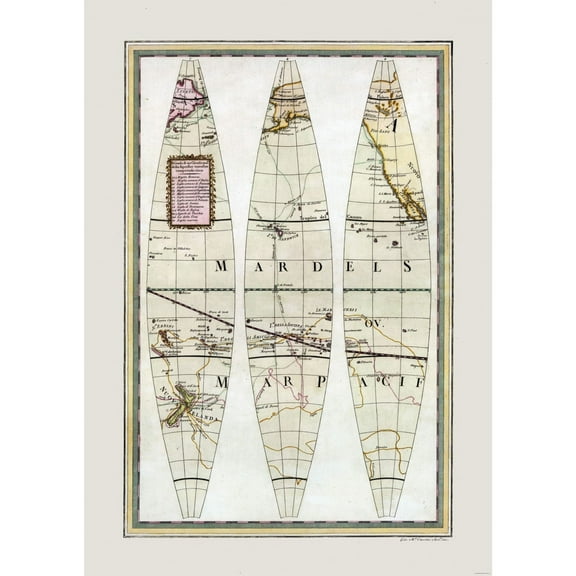 Historic Nautical Map - Pacific Ocean - Cassini 1790 - 23 x 32.46 - Vintage Wall Art