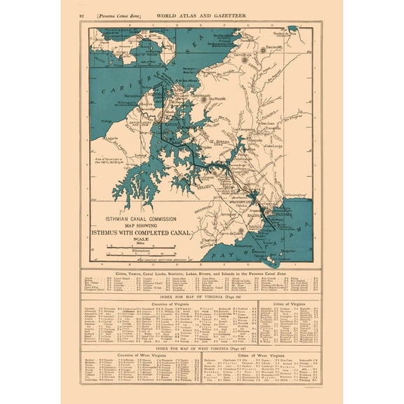 Historic Nautical Map - Panama Canal - Reynold 1921 - Vintage Wall Art
