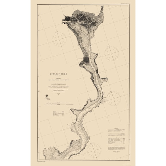 Historic Nautical Map - Potomac River Sheet - USCS 1864 - 23 x 36.38 - Vintage Wall Art
