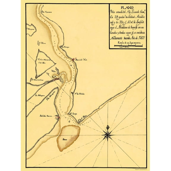Historic Nautical Map - Rio Grande Mouth - 1767 - Vintage Wall Art