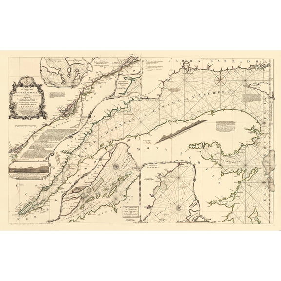 Historic Nautical Map - St Laurence River Fort Frontenac Isle Anticosti - Jeffreys 1755