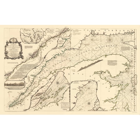 Historic Nautical Map - St Laurence River Fort Frontenac Isle Anticosti - Jeffreys 1755