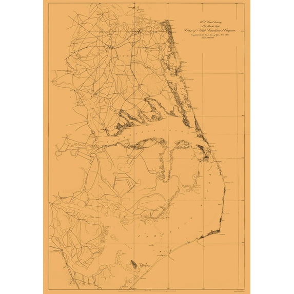 Historic Nautical Map - Virginia North Carolina US Coast -Lindenkohl 1862 - 23 x 32 - Vintage Wall Art