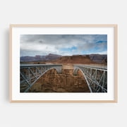 Historic Navajo Bridge, Marble Canyon - Marble Canyon Arizona Photography Oak Framed Wall Art Print 24 x 36 inches