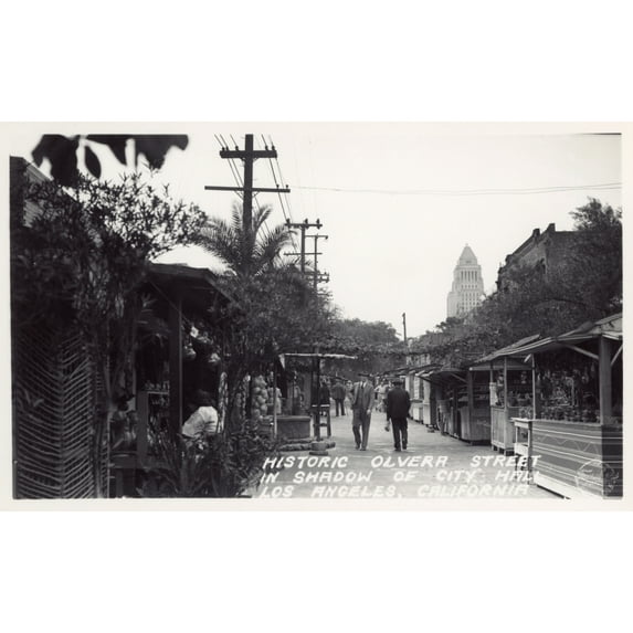 Historic Olivera Street And City Hall, Los Angeles, Usa Print By Mary Evans Grenville Collins Postcard Collection