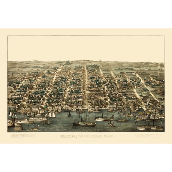 Historic Panoramic View - Alexandria Virginia - 1863 - 34.30 x 23 - Vintage Wall Art