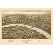 Historic Panoramic View - Fairmont Palatine West Virginia - Fowler 1897 - 23 x 33.29 - Vintage Wall Art