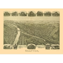 Historic Panoramic View - Grafton West Virginia - Fowler 1898 - 23 x 31.58 - Vintage Wall Art