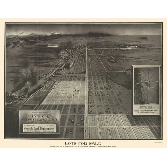 Historic Panoramic View - Harlem Jacksons Broadway Heights Denver Colorado - Mitchell 1907