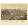 thumbnail image 1 of Historic Panoramic View - Honey Grove Texas - Norris 1886 - Vintage Wall Art, 1 of 4