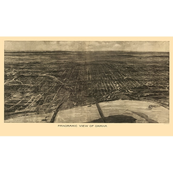 Historic Panoramic View - Omaha Nebraska - Bee 1906 - Vintage Wall Art