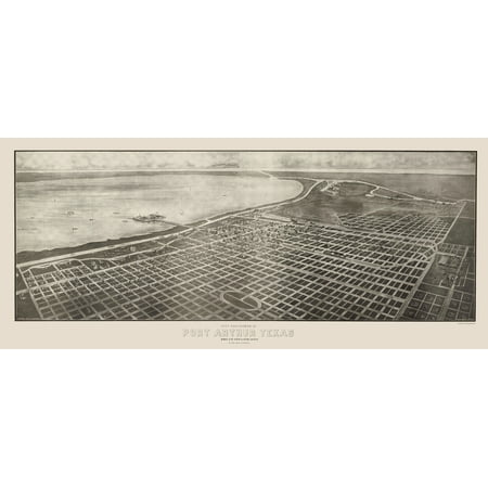 Historic Panoramic View - Port Arthur Texas - General Land Officever 1912 - Vintage Wall Art