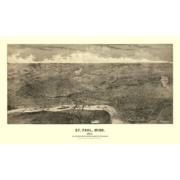 Historic Panoramic View - Saint Paul Minnesota - Richards 1888 - 38.56 x 23 - Vintage Wall Art