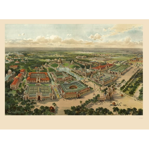 Historic Panoramic View - St Louis Worlds Fair Missouri - 1904 - Vintage Wall Art