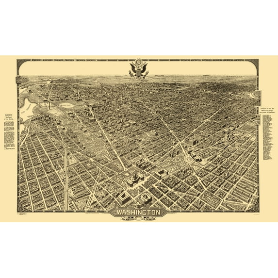 Historic Panoramic View - Washington DC - Olsen 1921 - Vintage Wall Art