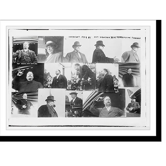 Historic Print, 15 small pictures of Taft on campaign trail, 18" x 24"