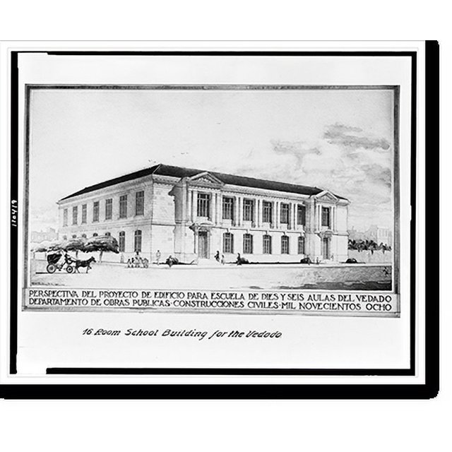Historic Print, [16 room school building for the vedado, National