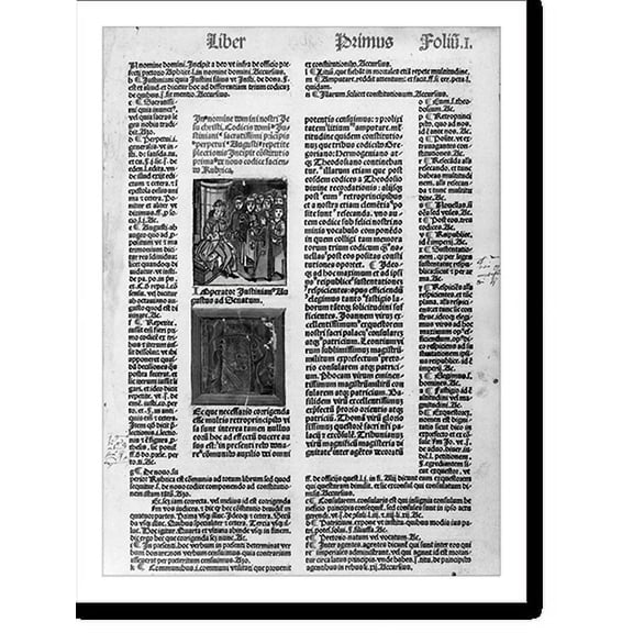 Historic Print, [1st page of 1482 Milan ed. of Institutiones], 18" x 24"