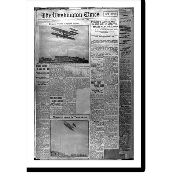Historic Print, [28 pages of clippings from various U.S. and French newspapers concerning aviation activites of Wright Brothers between 1903 and 1909] - 13, 16" x 20"