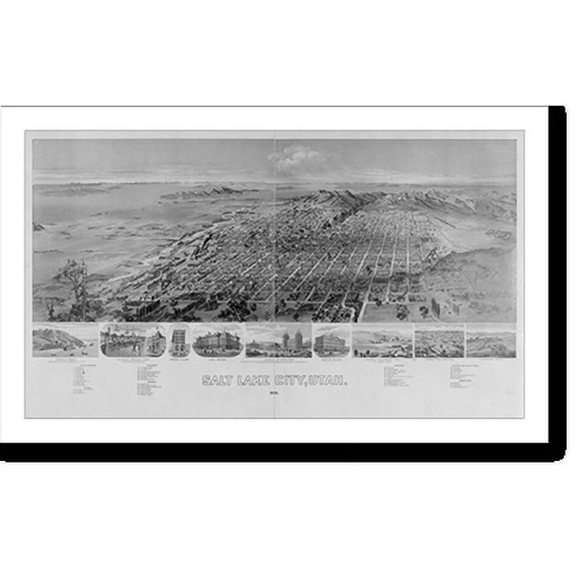 Historic Print, [3 birdseye panoramic lith. views Salt Lake City