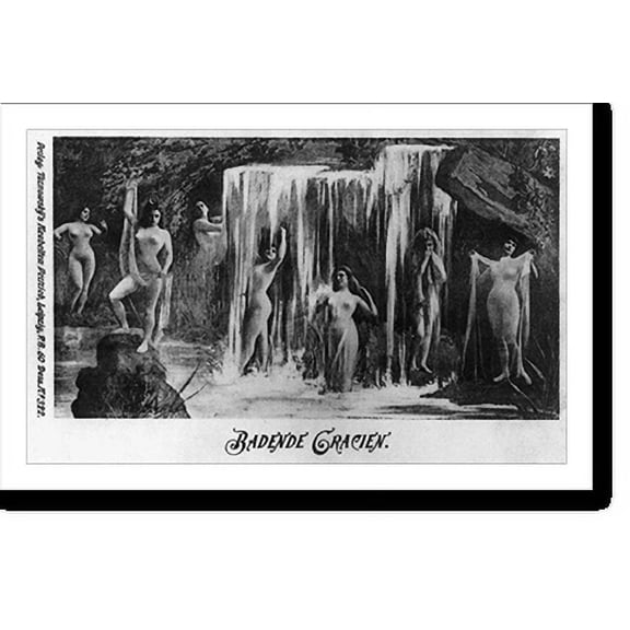Historic Print, [3 girlie" postcards distributed at Paris Expo. 1900]: "Badende Gracien"", 18" x 24"