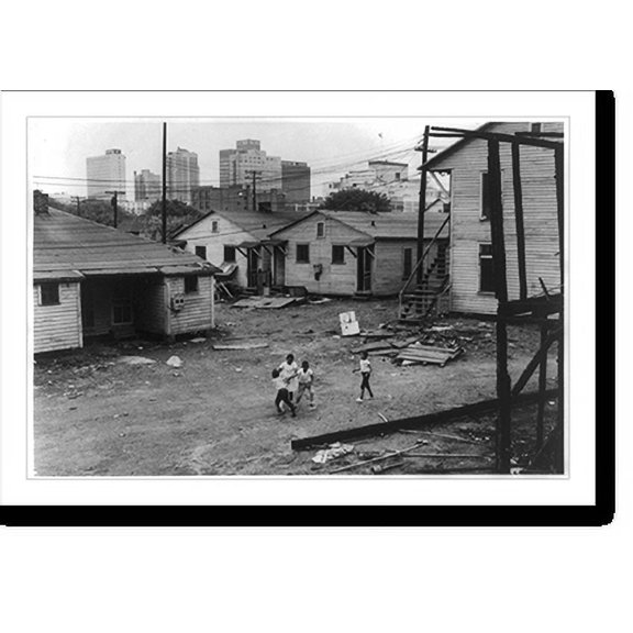 Historic Print, [4 African American children playing in slum; high rise buildings in background, North Carolina], 18" x 24"