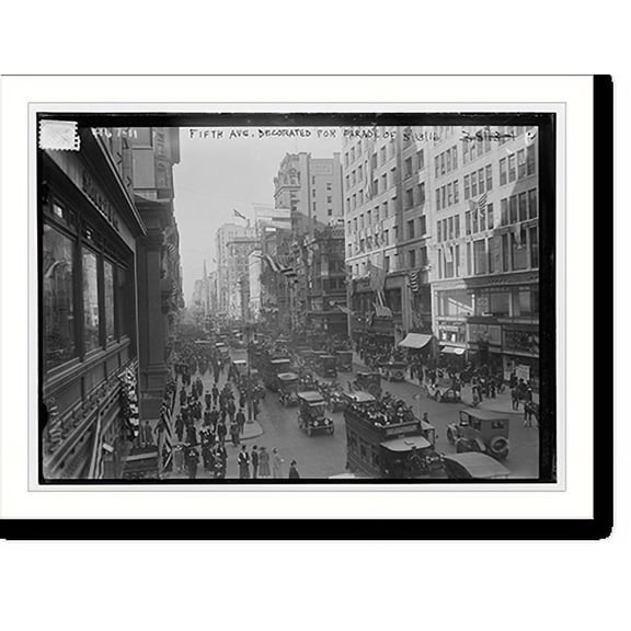 Historic Print, 5th Ave. decorated for Parade, 1916, 16" x 20"