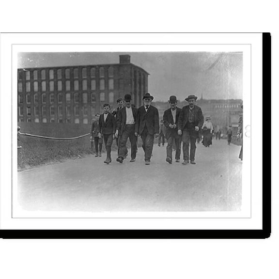 Historic Print, 6 P.M., Amoskeag Mills, Manchester, N.H. Location: Manchester, New Hampshire., 18" x 24"
