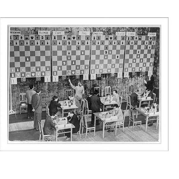 Historic Print, 6th round of II International Chess Tournament, Moscow, 16" x 20"