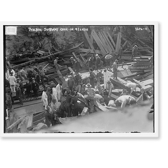 Historic Print, 7th Ave. subway cave-in, 9/22/15, 16" x 20"
