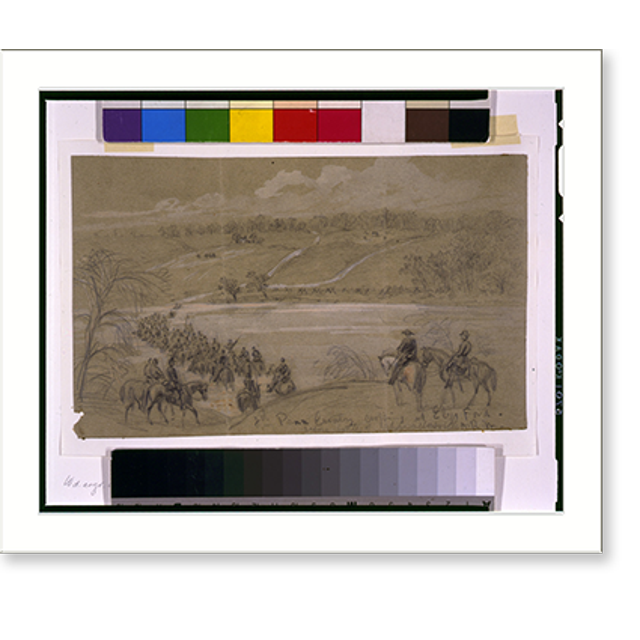 Historic Print, 8th Penn Cavalry, crossing at Ely's Ford, before battle