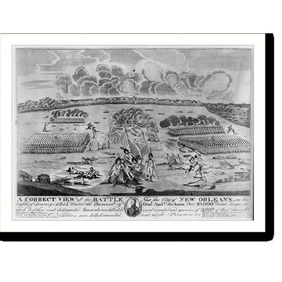Historic Print, A Correct view of the battle near the city of New Orleans..Francisco Scachi., 16" x 20"
