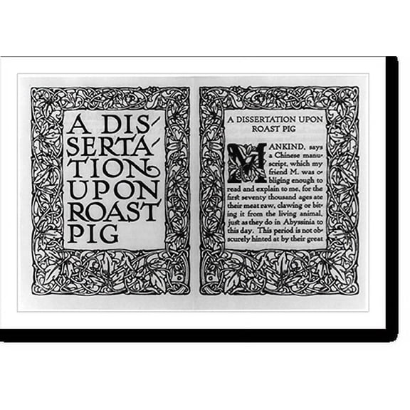 Historic Print, A Dissertation Upon Roast Pig, by Charles Lamb, 16" x 20"