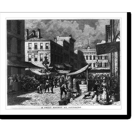 Historic Print, A Fruit Market at Pittsburg, 16" x 20"