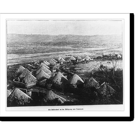 Historic Print, A Kaffrarian village on the western border of the Transvaal, 18" x 24"