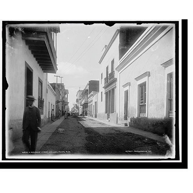 Historic Print, A Residence street, San Juan, Puerto Rico, 16" x 20