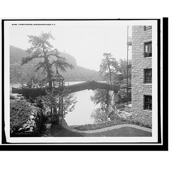 Historic Print, A Rustic bridge, Lake Mohonk House, N.Y., 18" x 24"