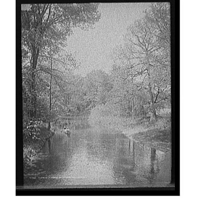Historic Print, A Stream in Genesee Valley Park, Rochester, N.Y., 16" x