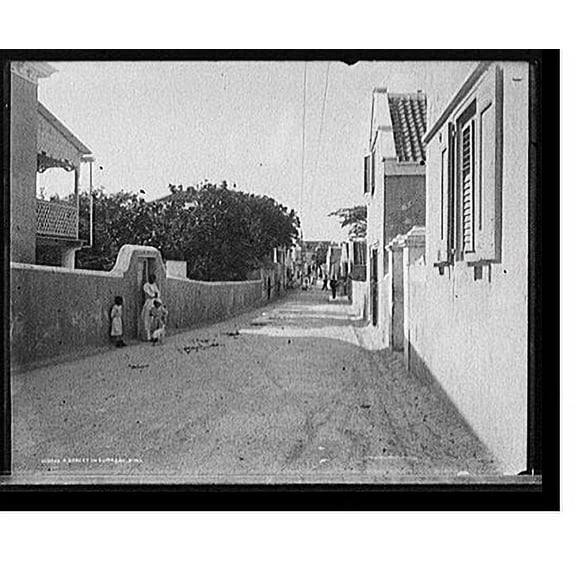 Historic Print, A Street in Curacao, D.W.I., 16" x 20"