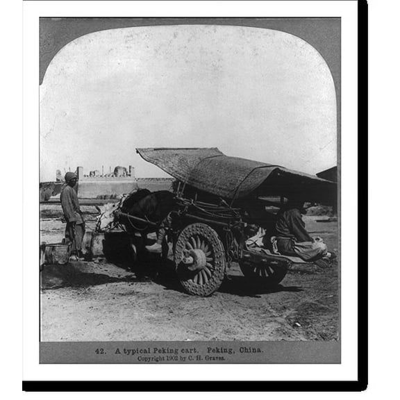 Historic Print, A Typical Peking Cart, Peking, China, 18" x 24"