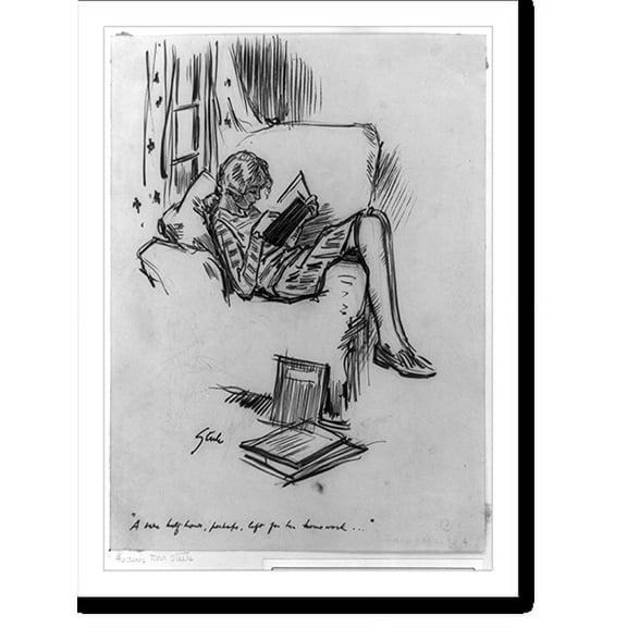 Historic Print, A bare half hour, perhaps, left for her homework.Steele., 16" x 20"
