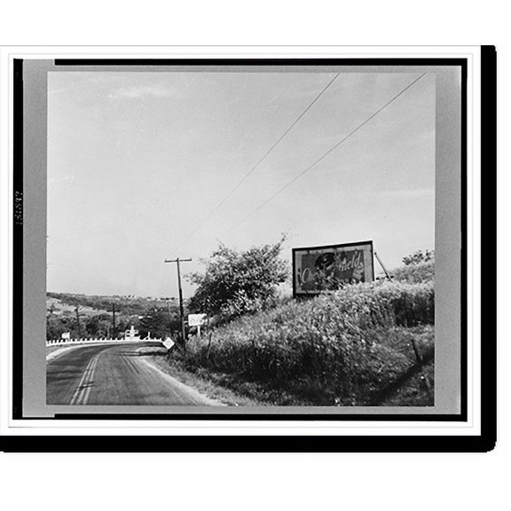 Historic Print, A billboard between Chicago, Illinois and Cincinnati, Ohio as seen from a Greyhound bus, 16" x 20"